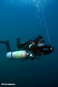 Diver in Sidemount Equipment